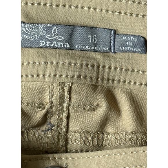 Prana Halle II Pants Mid Rise Hem Roll Up UPF 50+ Outdoor Hiking Beige Size 16 - Picture 4 of 7